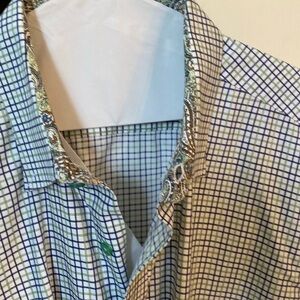 Trunk Club custom plaid dress shirt with coordinating collar , placard and cuffs